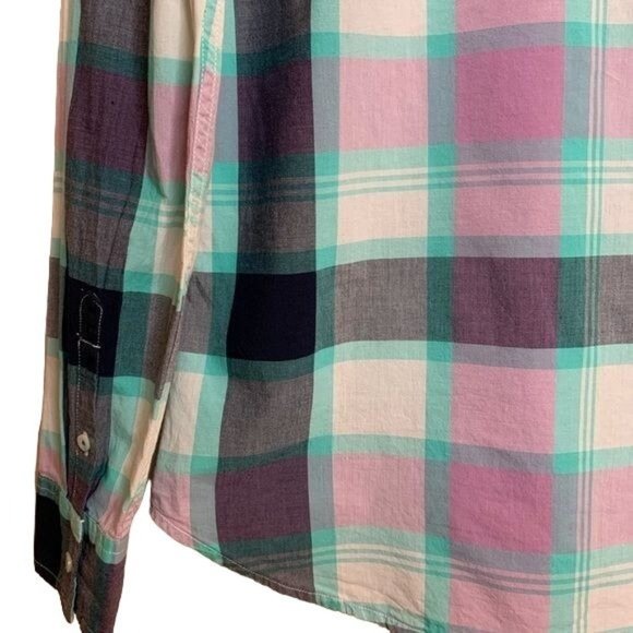 U.S. Polo Assn. Blouse Purple Green Black Plaid Button Down Shirt Casual Small - Picture 8 of 12